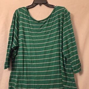 Liz Claiborne Green and White Boxy Blouse